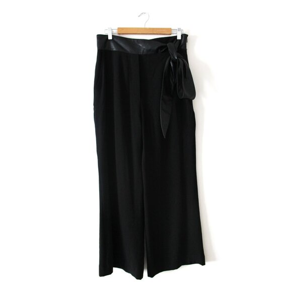 Nanushka Cecilia Wide-Leg Pants 27" / Large / Black Vegan Leather Belted Work - Picture 4 of 10
